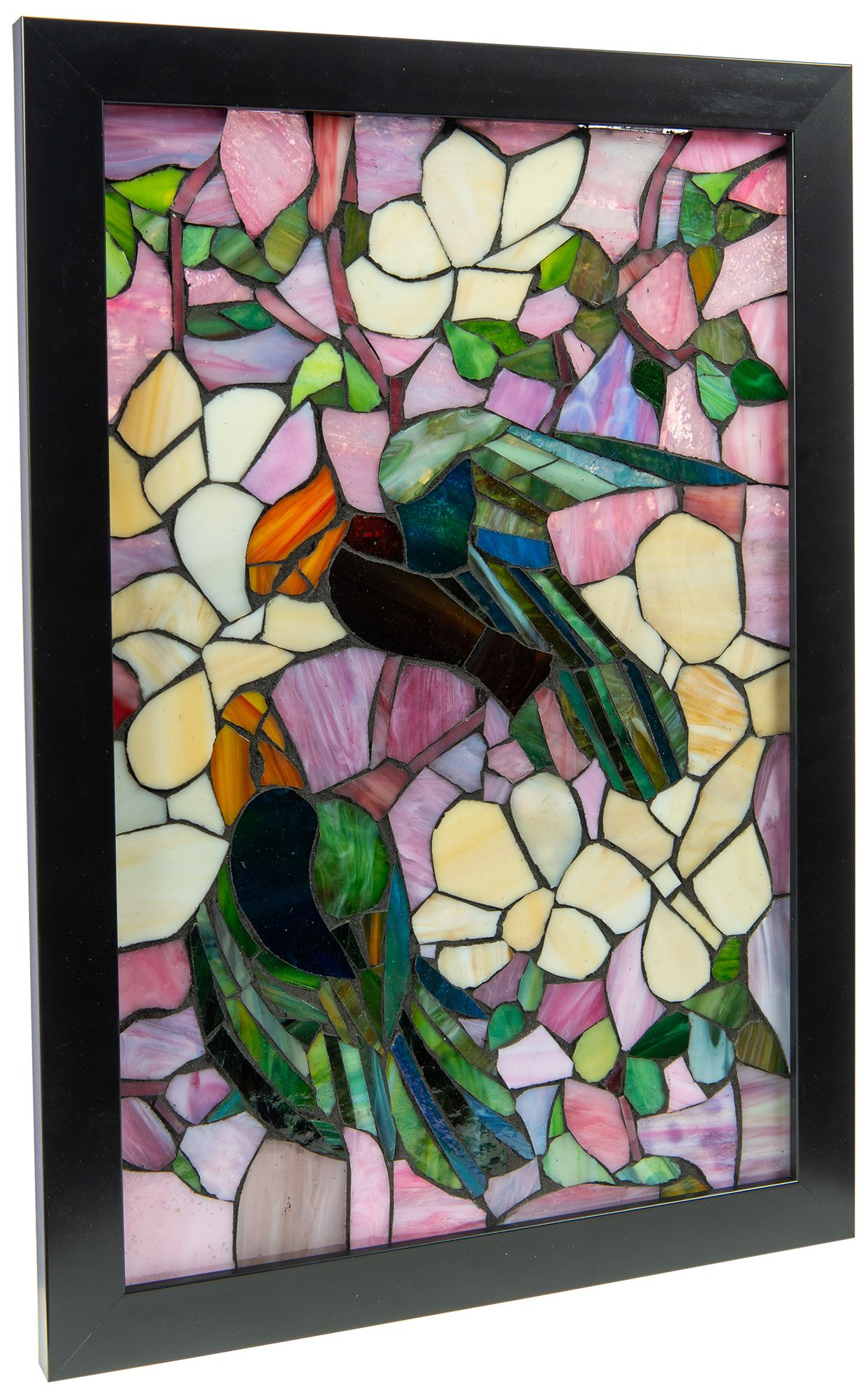 Image 4 Dale Tiffany 18" Tall Parrots Mosaic Art Glass Wall Decor / Suncatcher more views