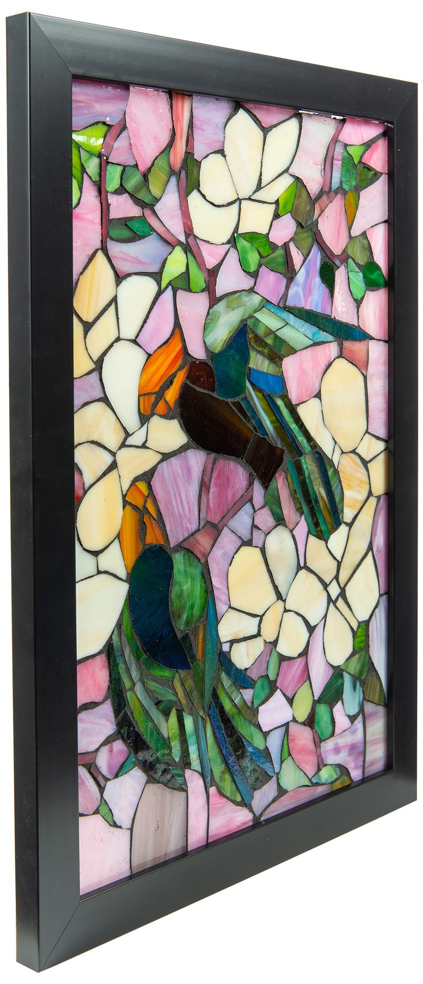 Image 5 Dale Tiffany 18" Tall Parrots Mosaic Art Glass Wall Decor / Suncatcher more views