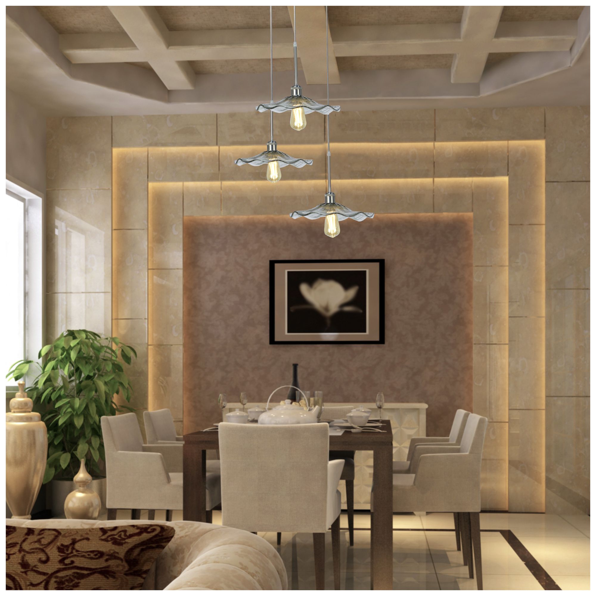 Image 2 Dale Tiffany 18 " Wide Moree 3-Light Hand Blown Art Glass Pendant more views