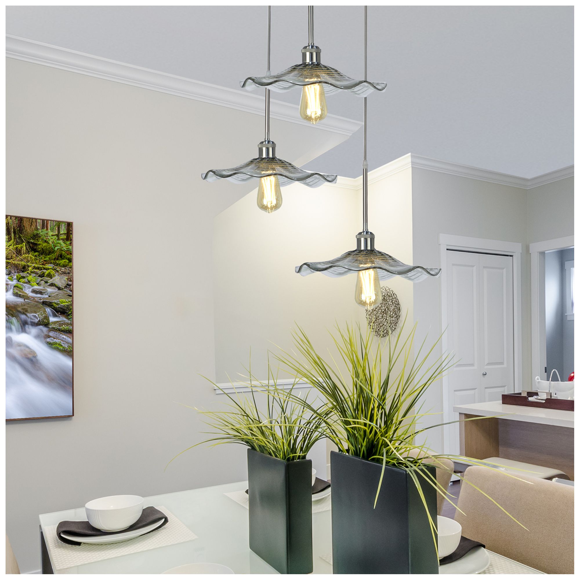 Image 3 Dale Tiffany 18 " Wide Moree 3-Light Hand Blown Art Glass Pendant more views