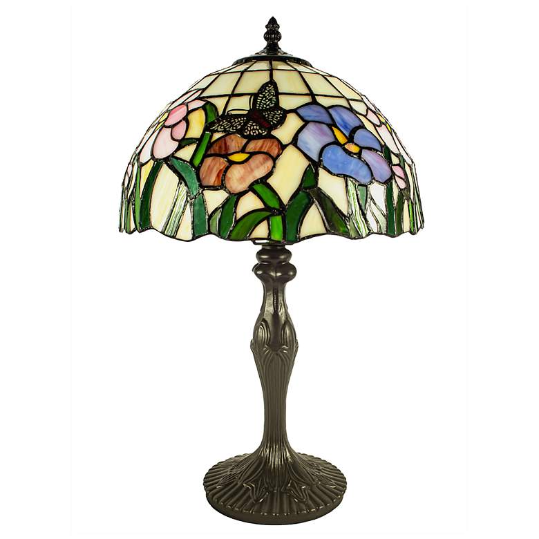 Image 7 Dale Tiffany 19.5" Pazio Floral Butterfly Tiffany Table Lamp more views