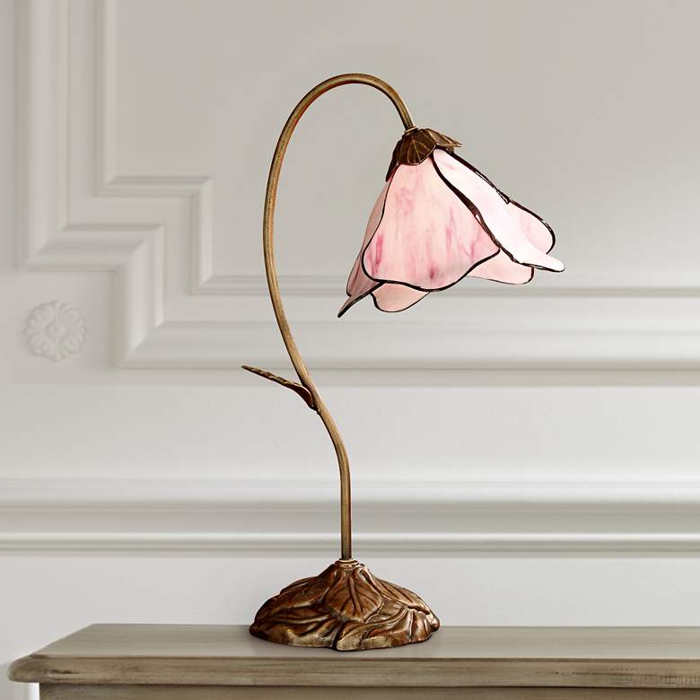 Image 1 Dale Tiffany 19 inch High Pink Rose Petal Downbridge Accent Lamp