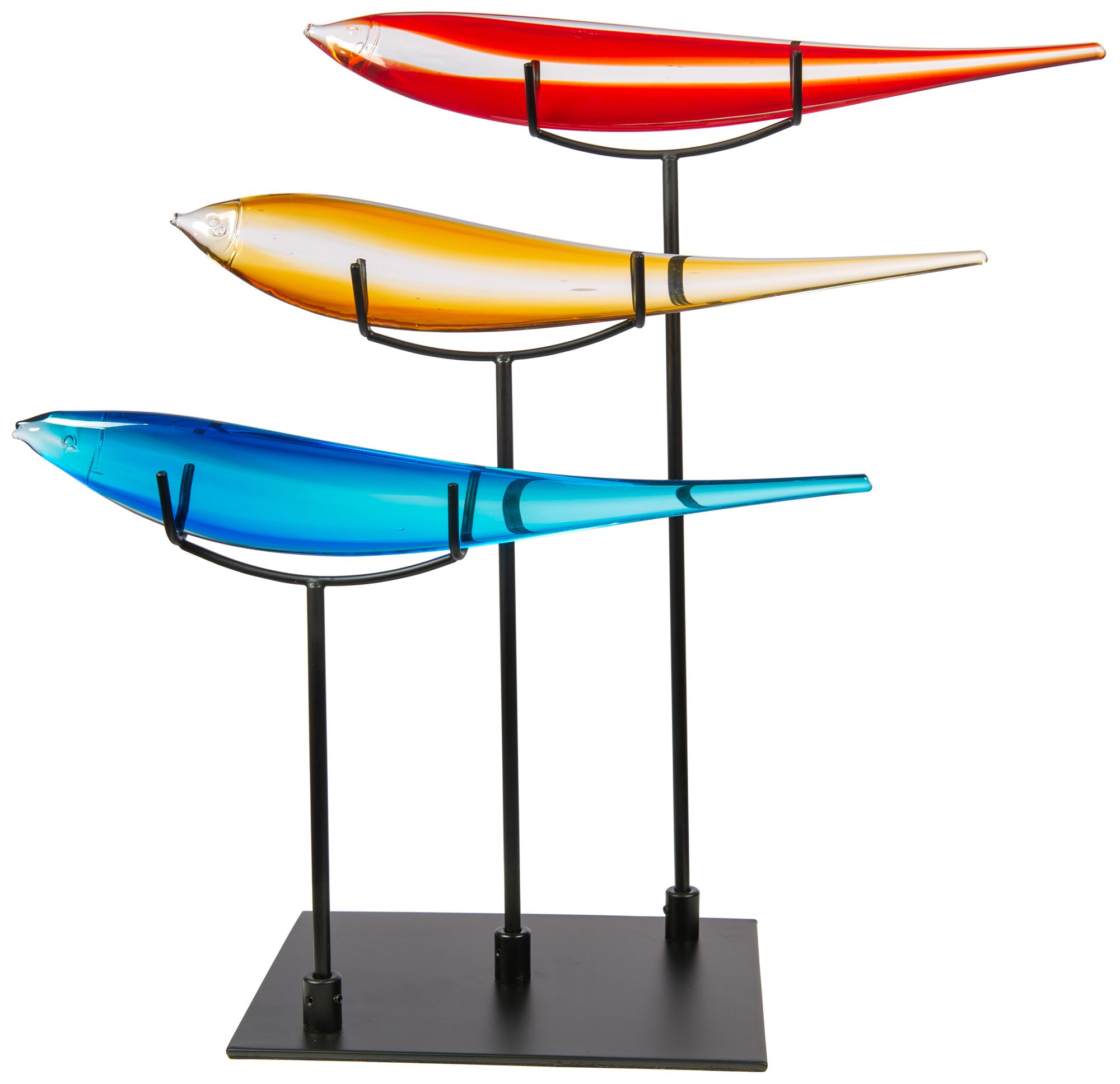 Image 2 Dale Tiffany 19" Tall 3 Multi-Color Fish Handcrafted Art Glass Figurine