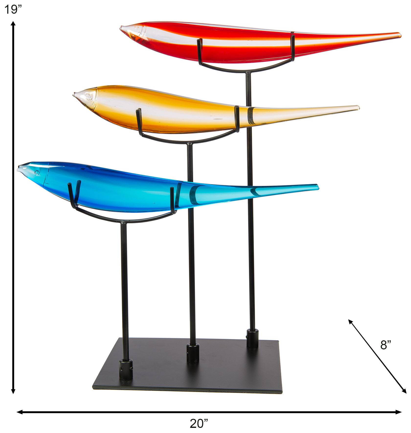 Image 3 Dale Tiffany 19" Tall 3 Multi-Color Fish Handcrafted Art Glass Figurine more views