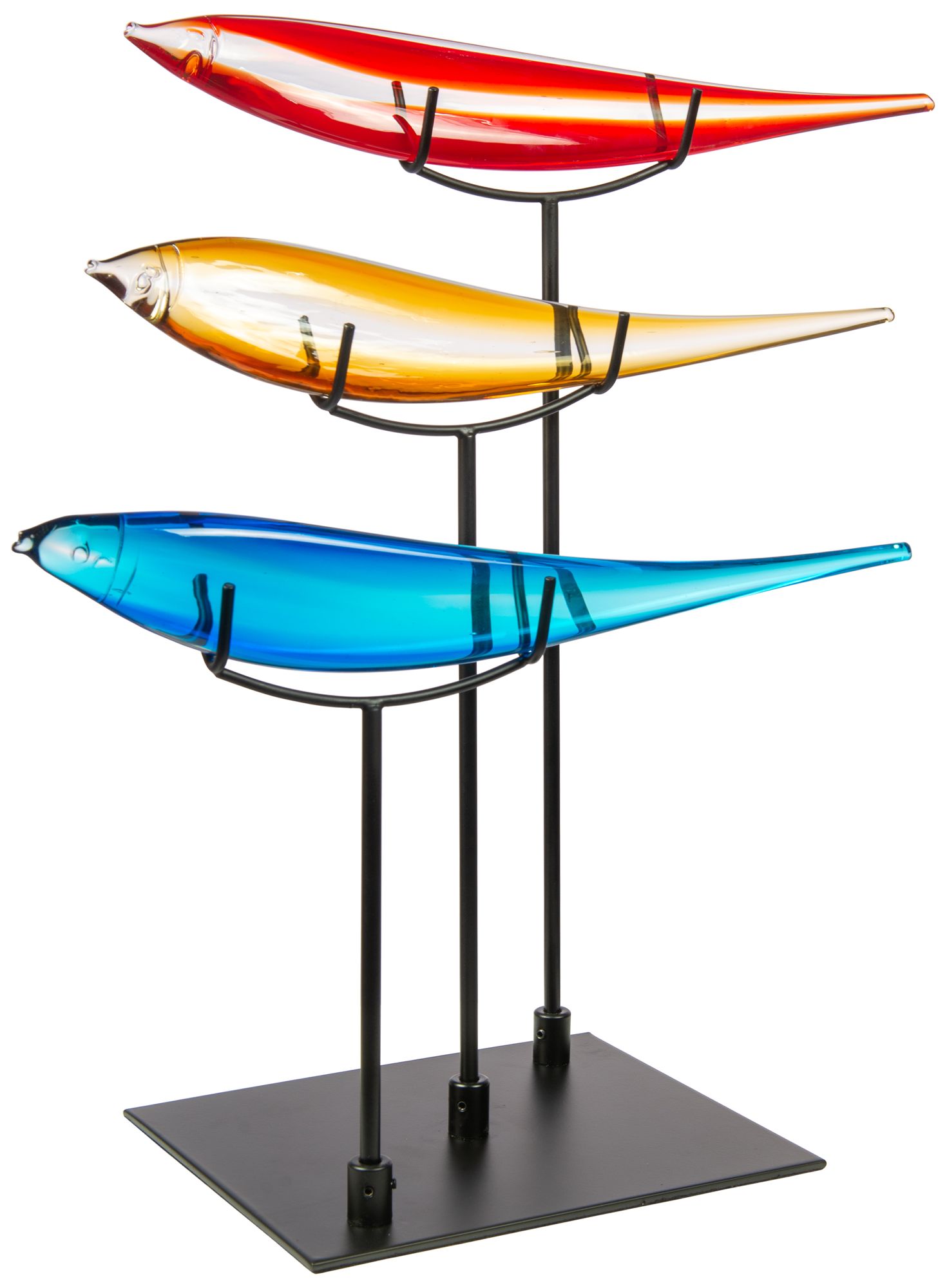 Image 4 Dale Tiffany 19" Tall 3 Multi-Color Fish Handcrafted Art Glass Figurine more views