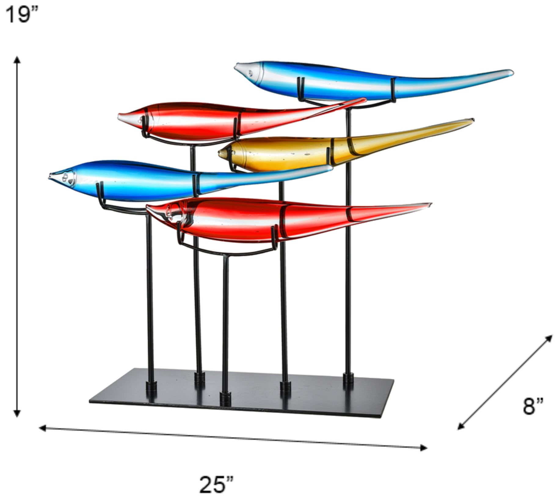 Image 3 Dale Tiffany 19" Tall 5 Multicolor Fish Handcrafted Art Glass Figurines more views