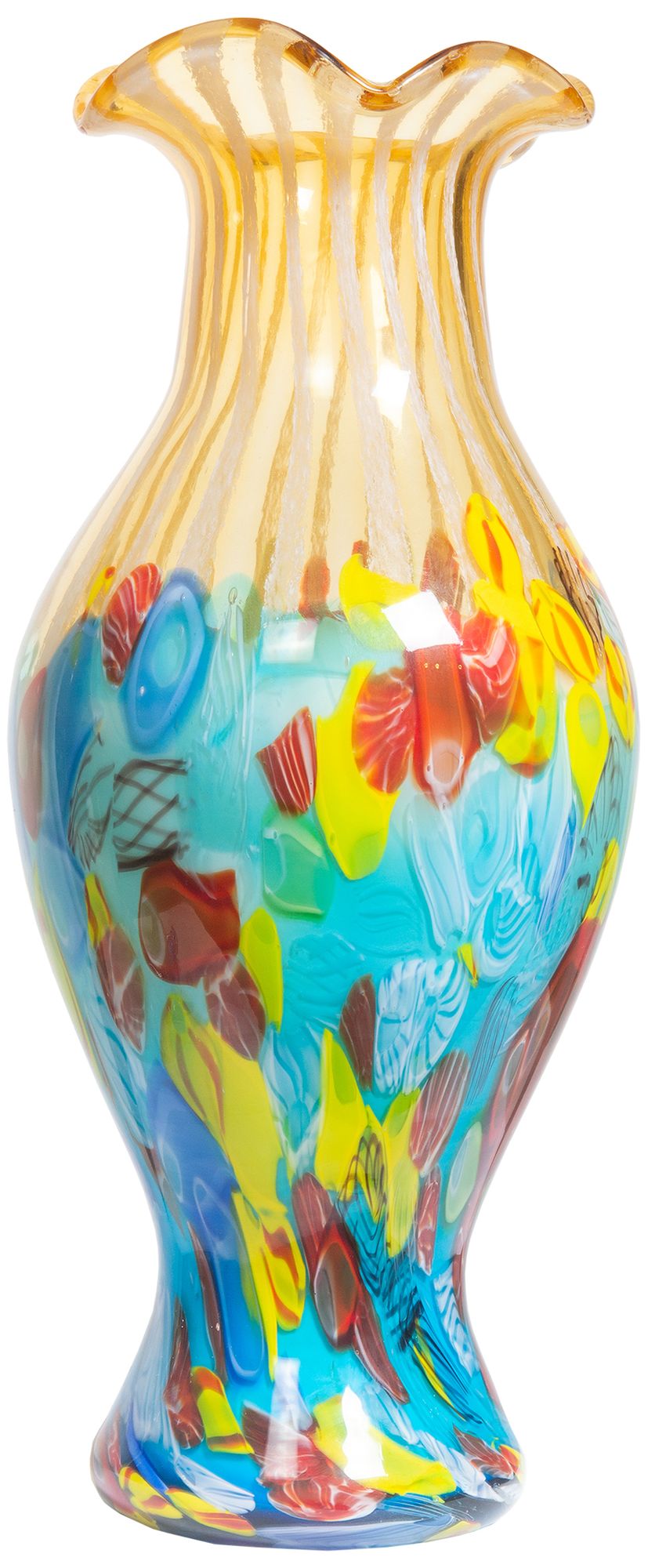 Image 2 Dale Tiffany 19" Tall Festive Ruffle Hand Blown Art Glass Vase