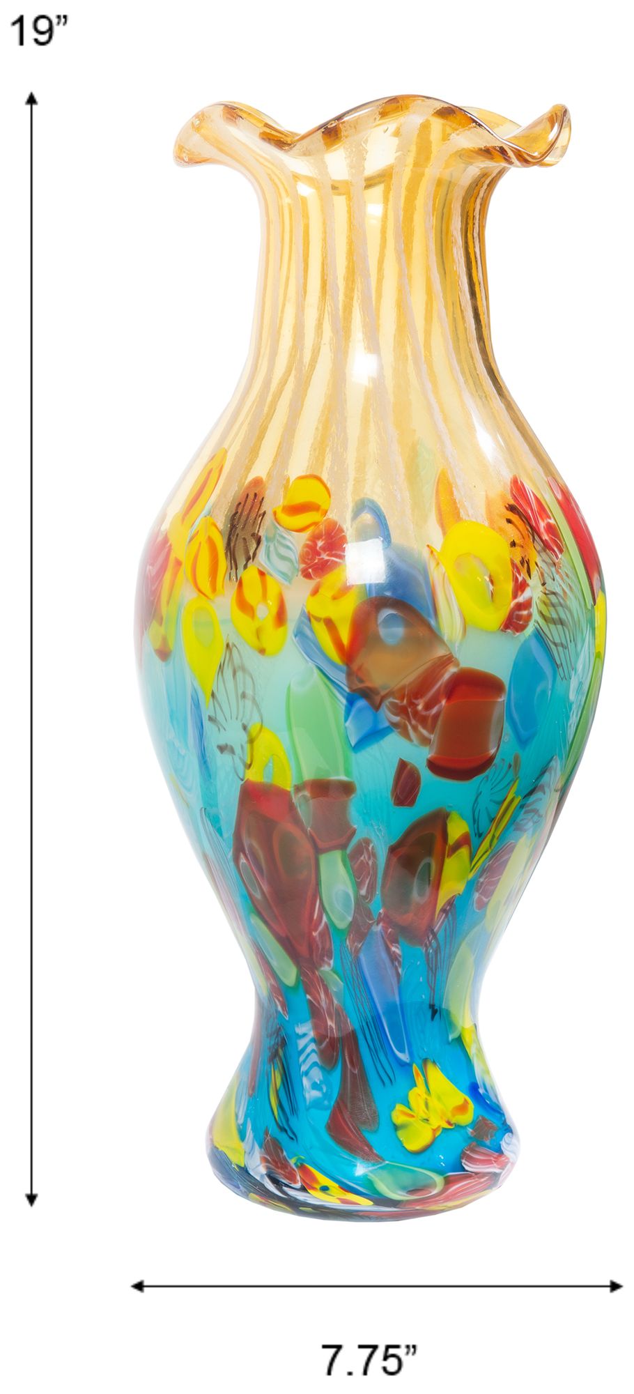 Image 3 Dale Tiffany 19" Tall Festive Ruffle Hand Blown Art Glass Vase more views