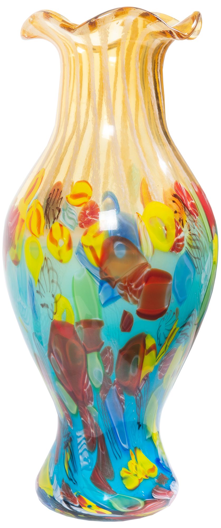 Image 4 Dale Tiffany 19" Tall Festive Ruffle Hand Blown Art Glass Vase more views