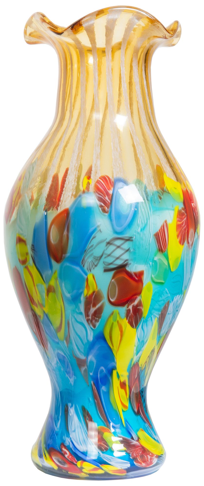 Image 5 Dale Tiffany 19" Tall Festive Ruffle Hand Blown Art Glass Vase more views