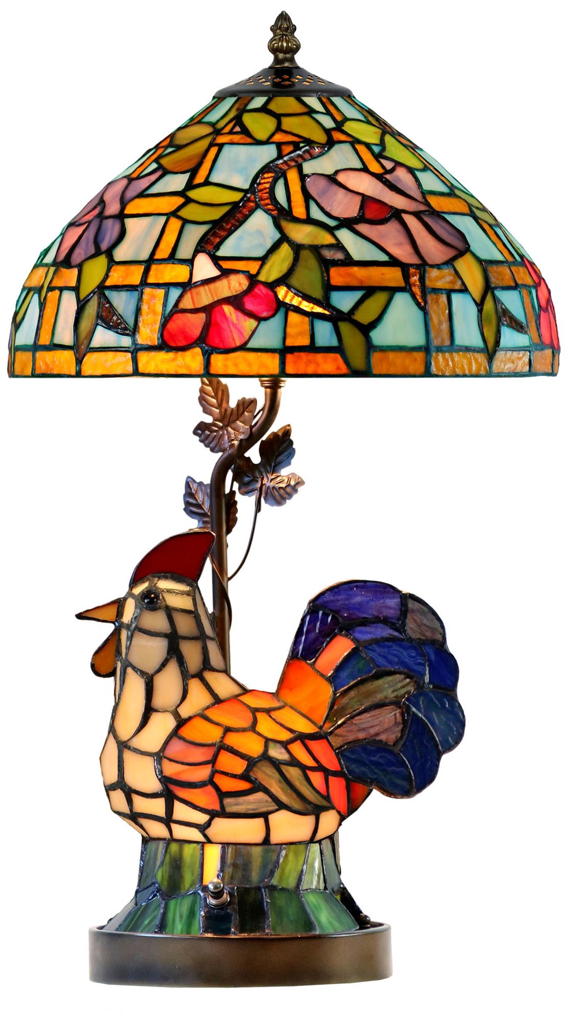 Image 2 Dale Tiffany 20" Tall Canberry Rooster Tiffany Table Lamp