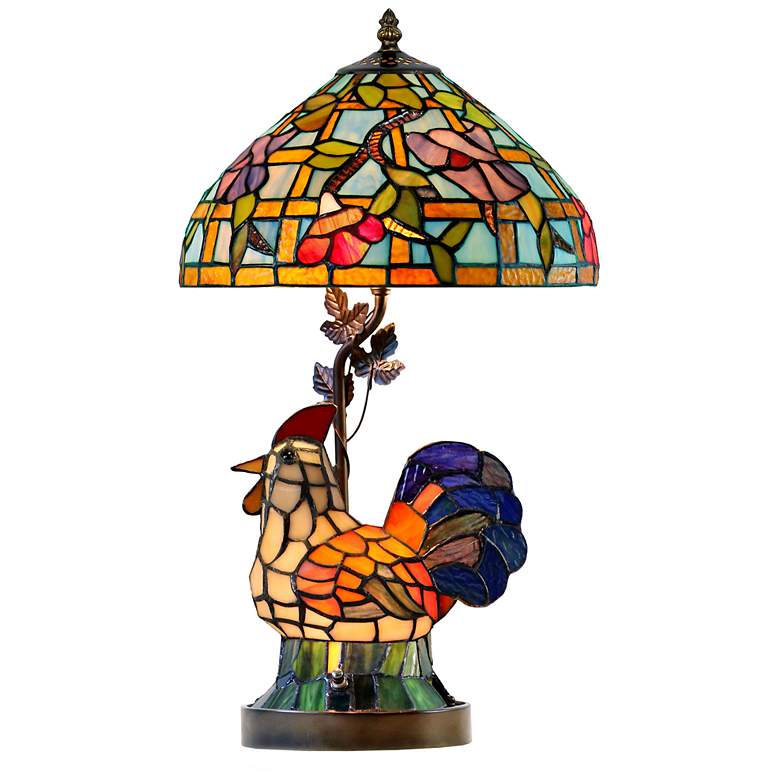 Dale Tiffany 20" Tall Canberry Rooster Tiffany Table Lamp - #5006W ...