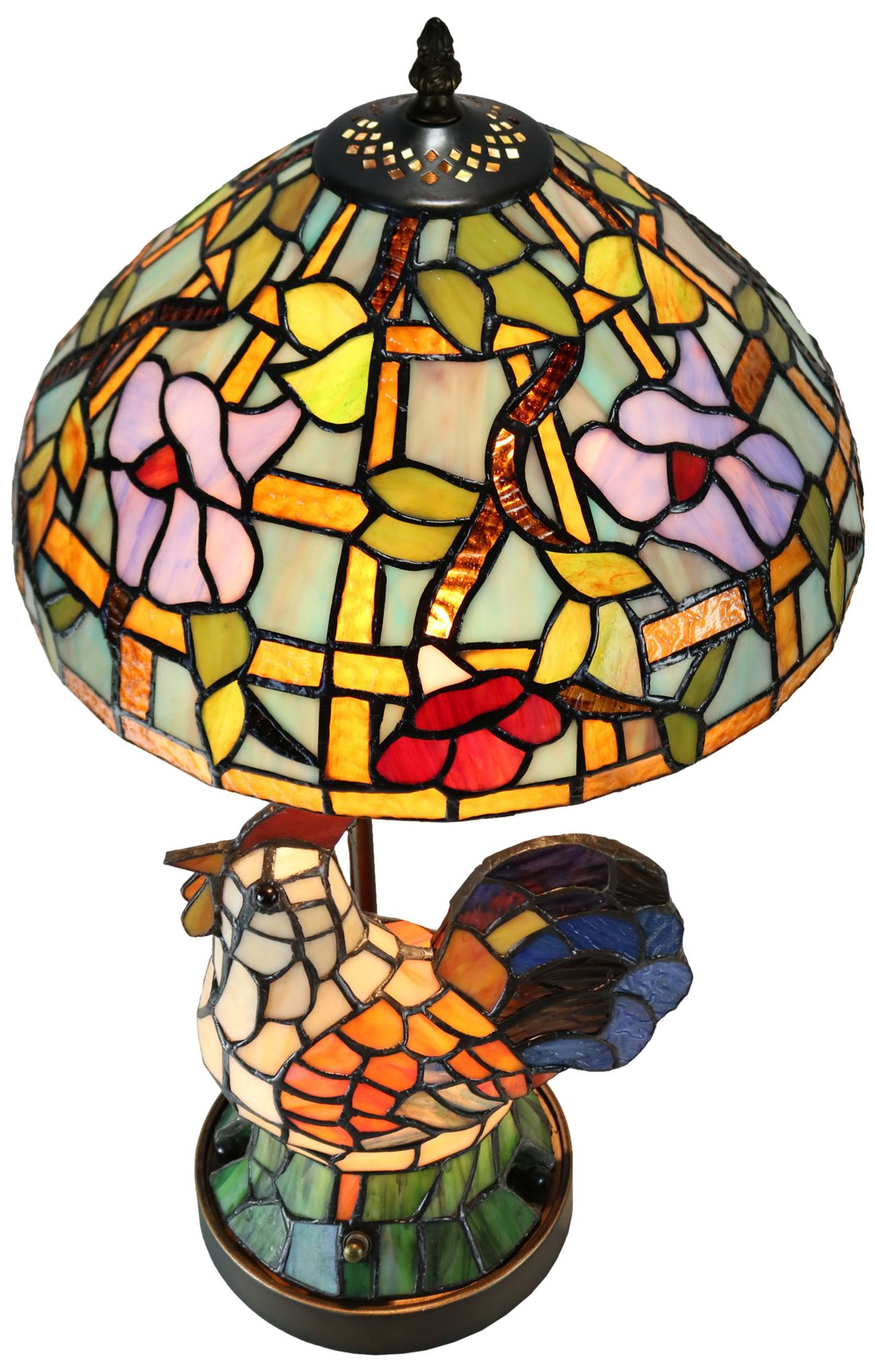 Image 5 Dale Tiffany 20" Tall Canberry Rooster Tiffany Table Lamp more views