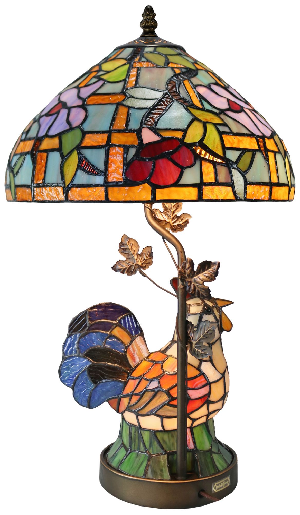 Image 7 Dale Tiffany 20" Tall Canberry Rooster Tiffany Table Lamp more views