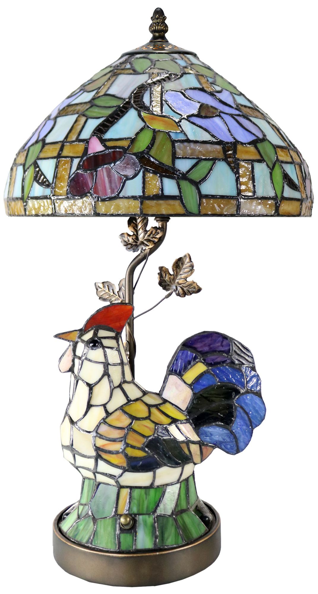 Dale Tiffany 20" Tall Canberry Rooster Tiffany Table Lamp