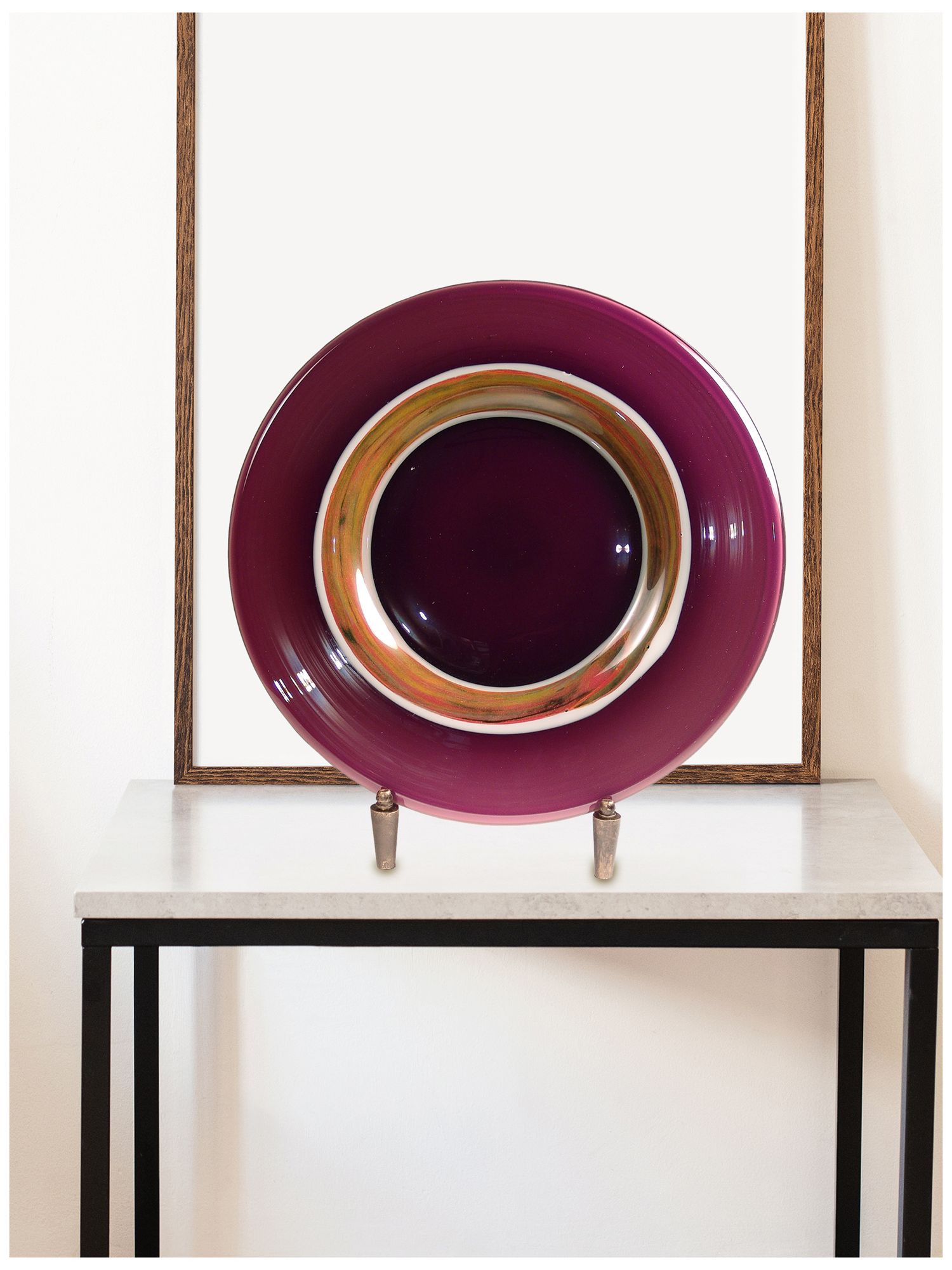 Image 4 Dale Tiffany 20" Tall Melrose Hand Blown Art Glass Charger Plate with Stand more views