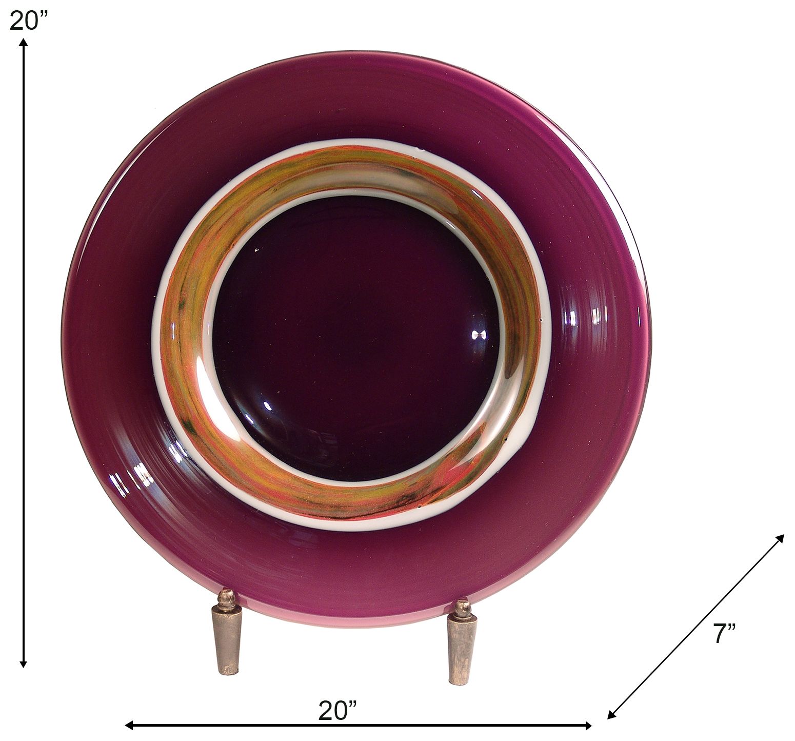 Image 5 Dale Tiffany 20" Tall Melrose Hand Blown Art Glass Charger Plate with Stand more views