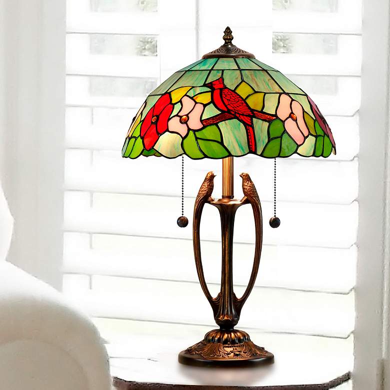 Image 1 Dale Tiffany 21.5" Benezia Birds Tiffany Table Lamp
