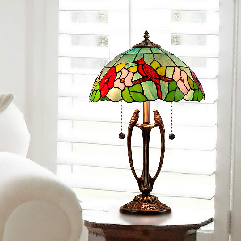 Image 3 Dale Tiffany 21.5" Benezia Birds Tiffany Table Lamp more views