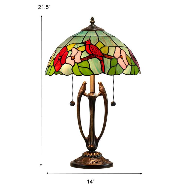 Image 4 Dale Tiffany 21.5" Benezia Birds Tiffany Table Lamp more views