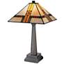 Dale Tiffany 21 1/2" Chocolate Bronze Mission Art Glass Table Lamp