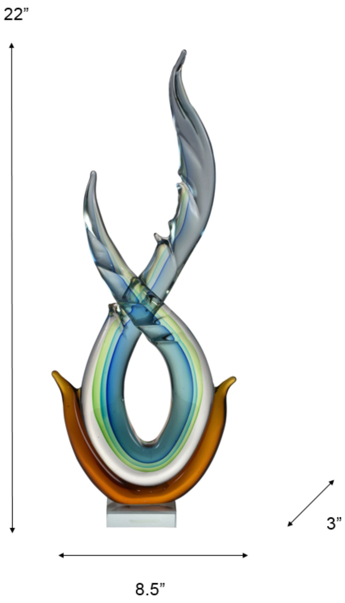 Image 3 Dale Tiffany 22" Tall Aqua Handcrafted Art Glass Sculpture more views