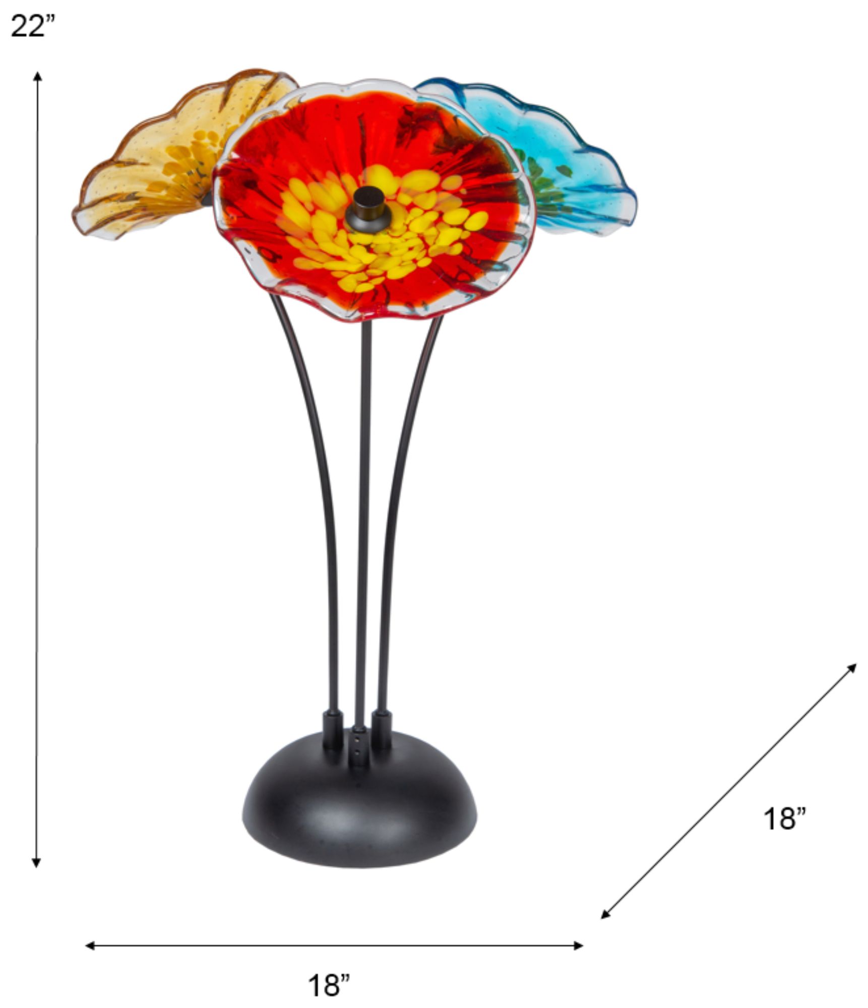 Image 3 Dale Tiffany 22" Tall Fiore Bloom 3-Plate Hand Blown Art Glass Sculpture more views