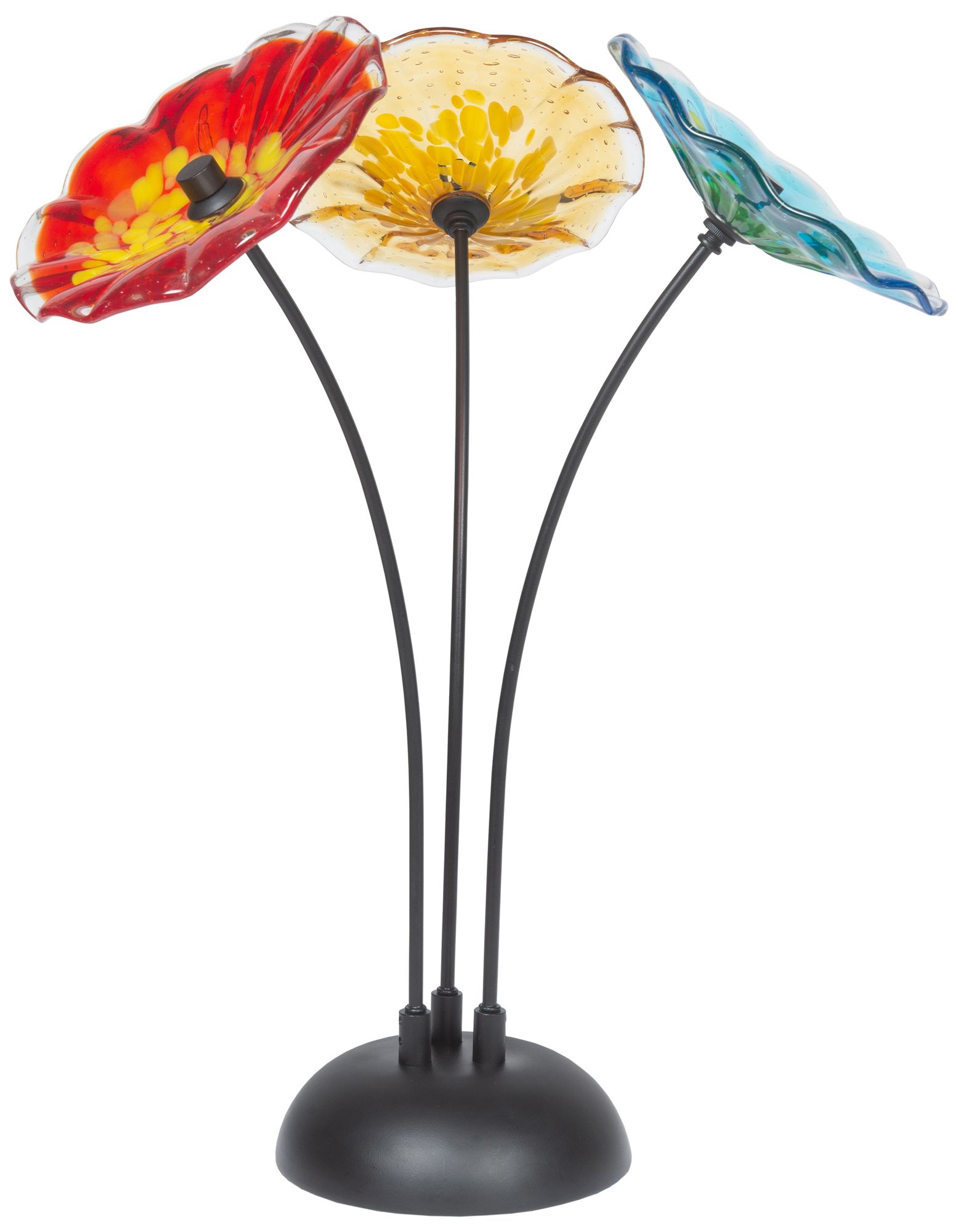 Image 4 Dale Tiffany 22" Tall Fiore Bloom 3-Plate Hand Blown Art Glass Sculpture more views