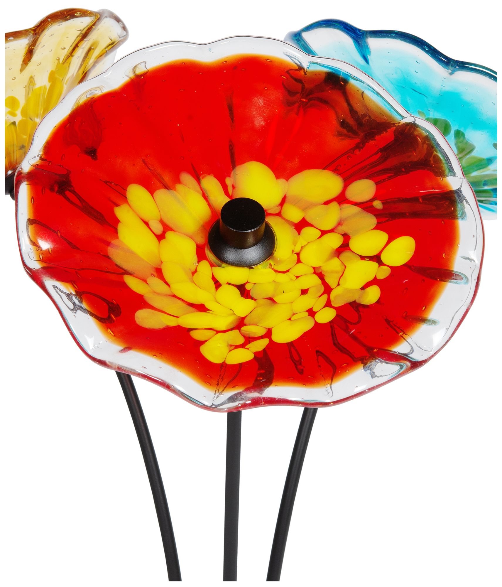 Image 5 Dale Tiffany 22" Tall Fiore Bloom 3-Plate Hand Blown Art Glass Sculpture more views