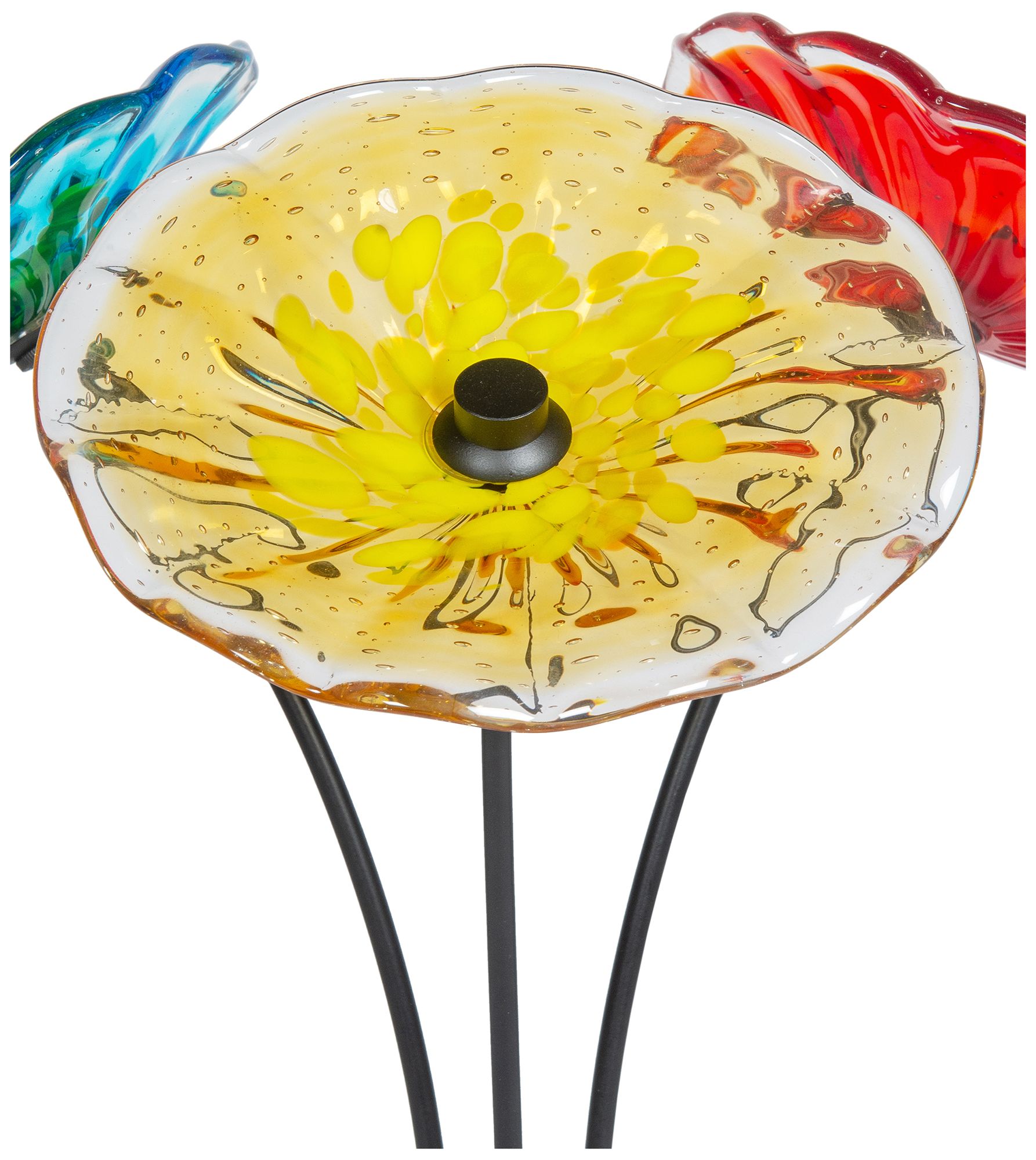 Image 6 Dale Tiffany 22" Tall Fiore Bloom 3-Plate Hand Blown Art Glass Sculpture more views