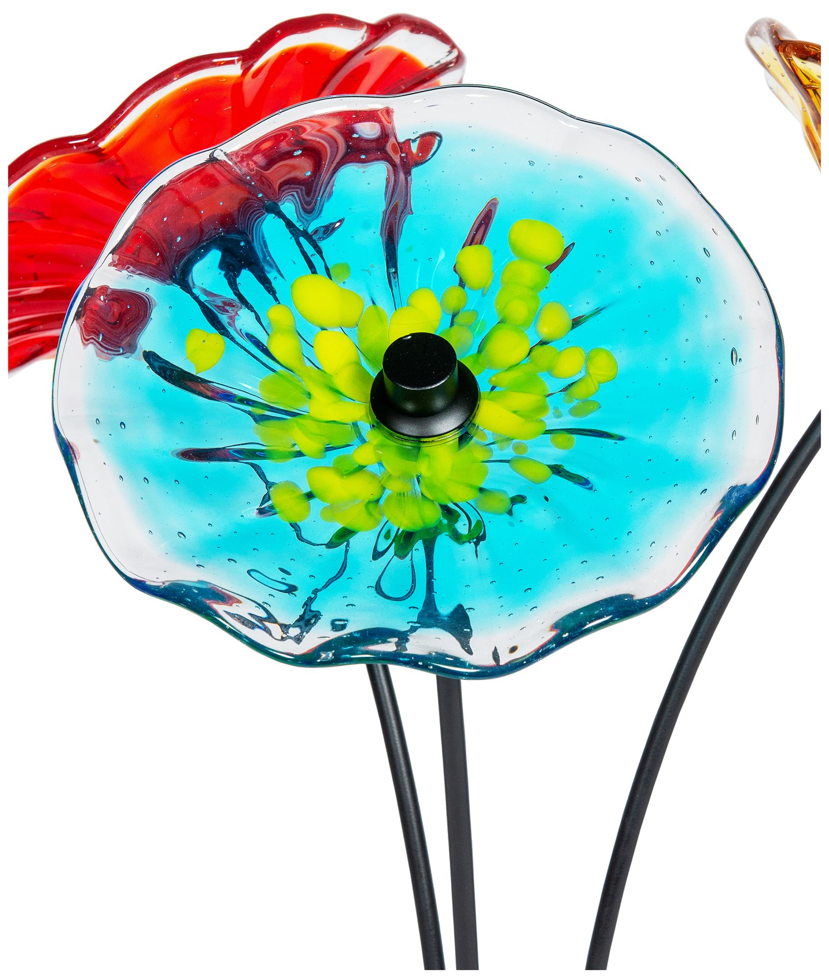 Image 7 Dale Tiffany 22" Tall Fiore Bloom 3-Plate Hand Blown Art Glass Sculpture more views