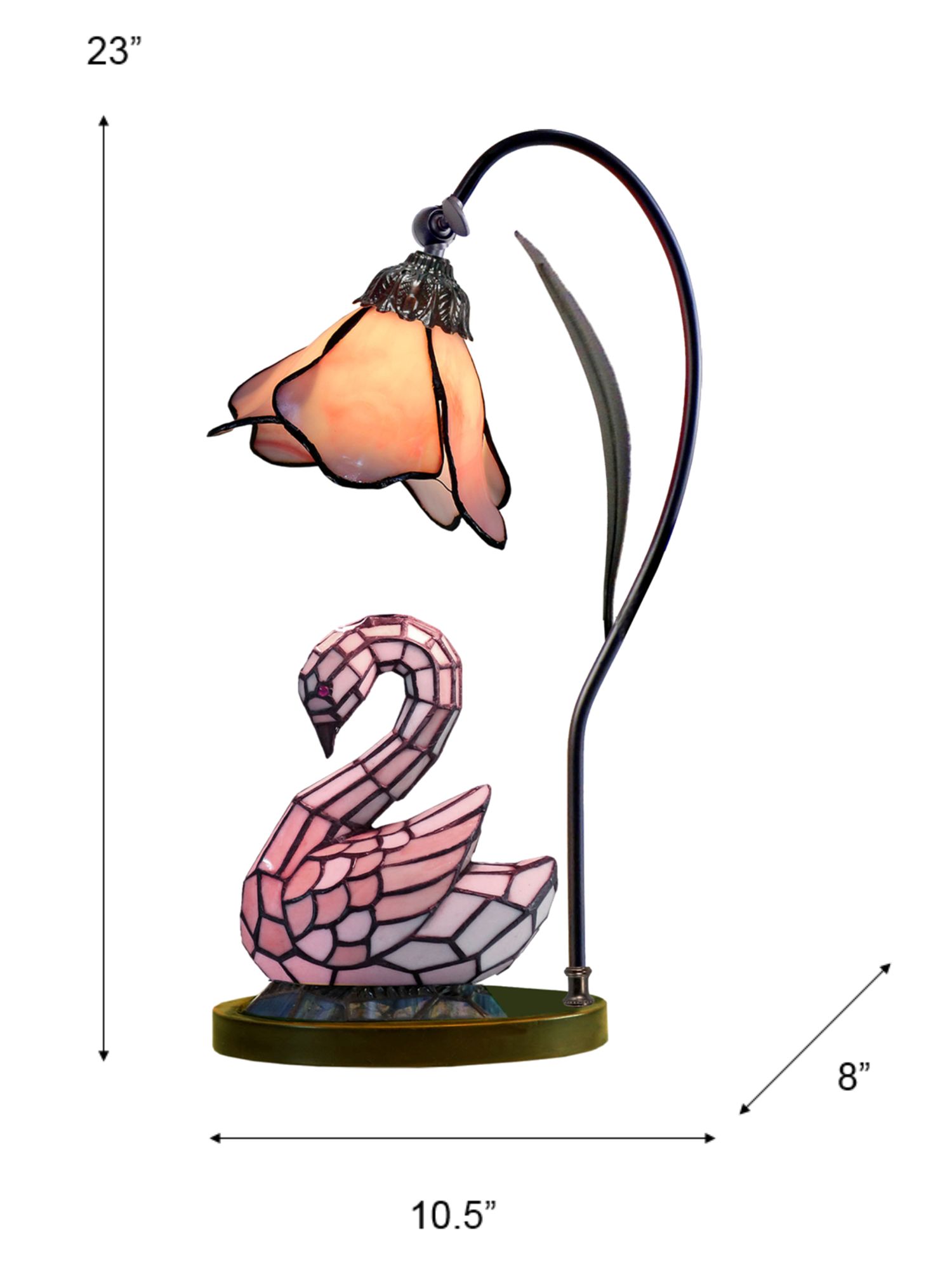 Image 3 Dale Tiffany 23" Poelking Swan Tiffany Accent Lamp with Lighted Base more views