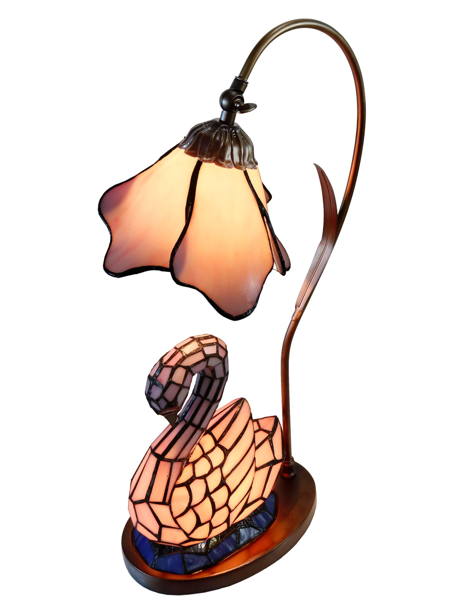 Image 5 Dale Tiffany 23" Poelking Swan Tiffany Accent Lamp with Lighted Base more views