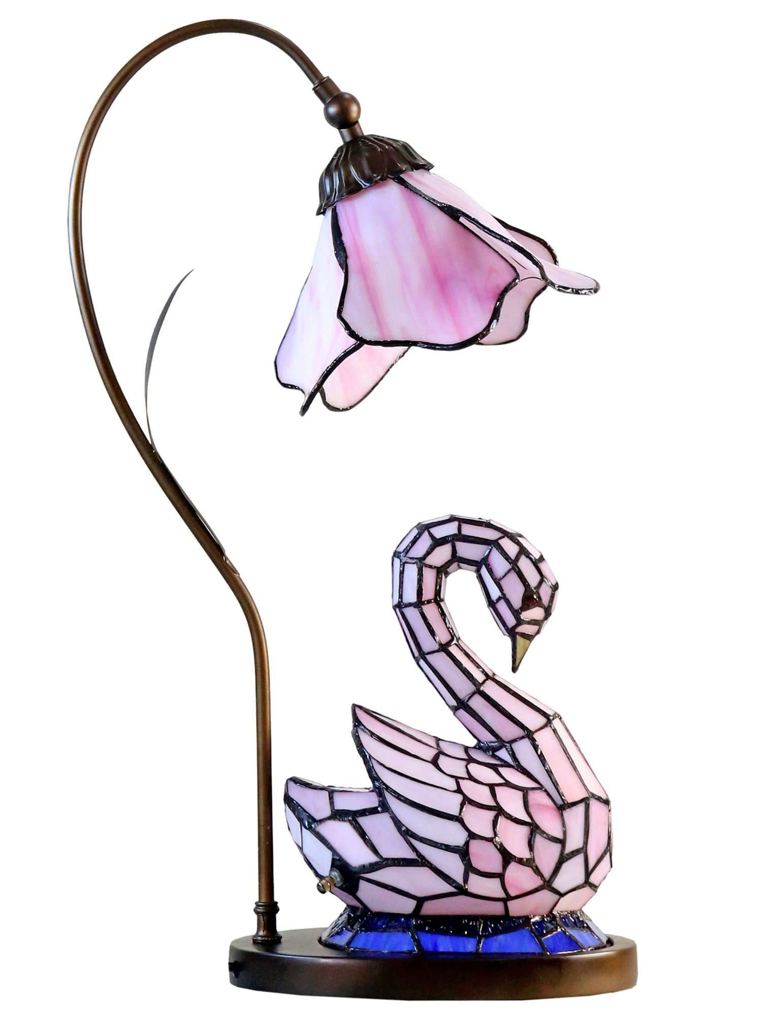 Image 7 Dale Tiffany 23" Poelking Swan Tiffany Accent Lamp with Lighted Base more views