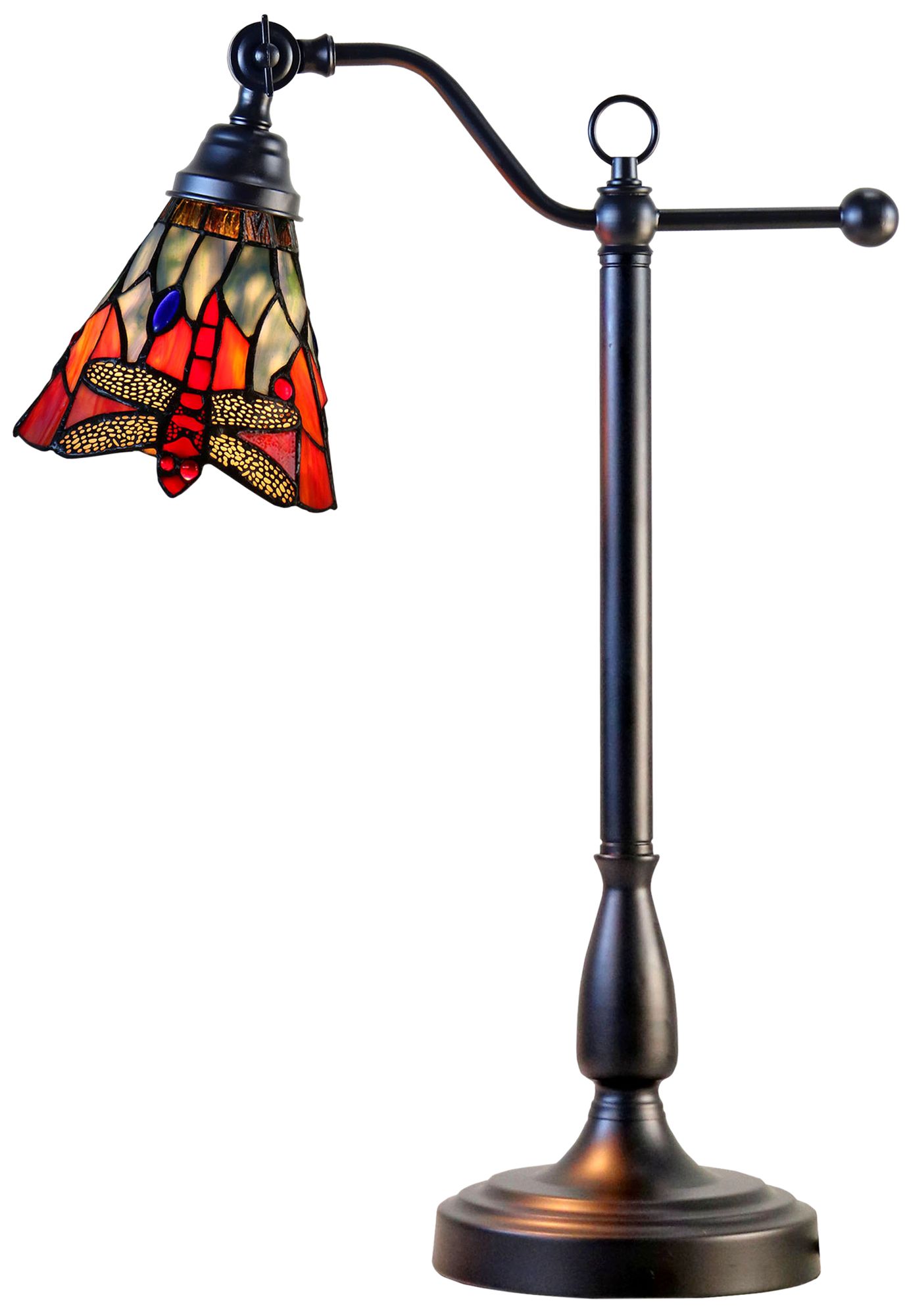 Image 2 Dale Tiffany 24" Tall La Anza Tiffany Adjustable Shade Desk Lamp