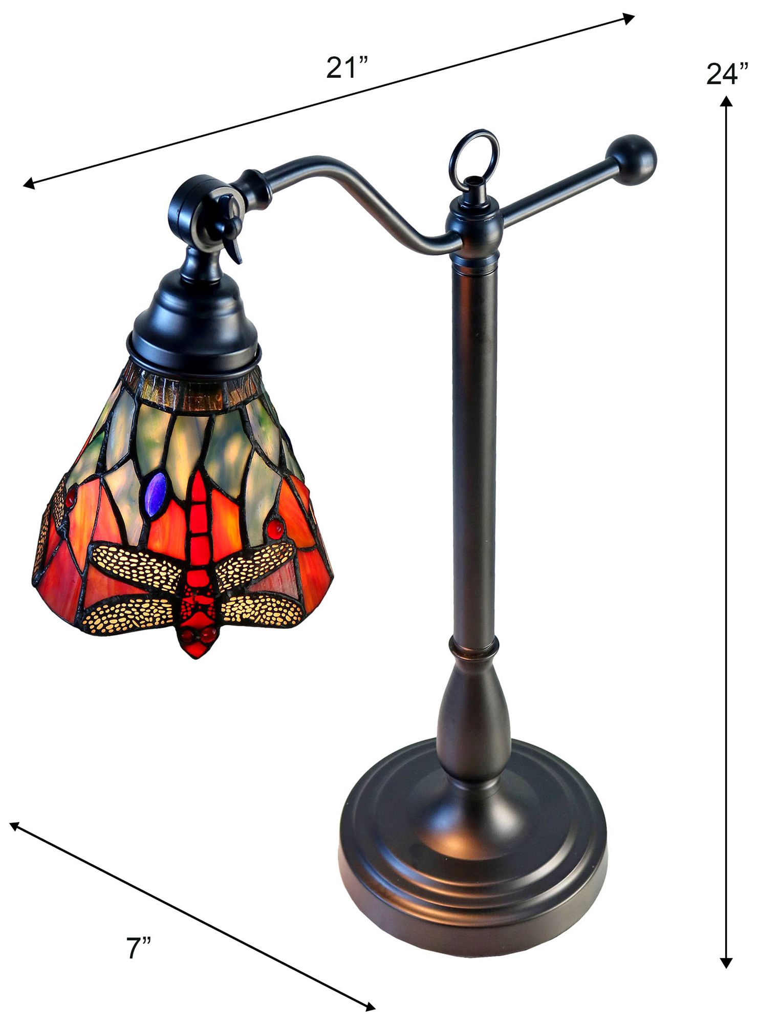 Image 3 Dale Tiffany 24" Tall La Anza Tiffany Adjustable Shade Desk Lamp more views