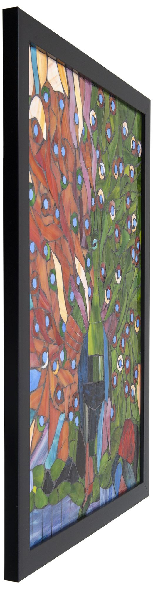 Image 3 Dale Tiffany 24" Tall Peacock Mosaic Art Glass Wall Decor / Suncatcher more views