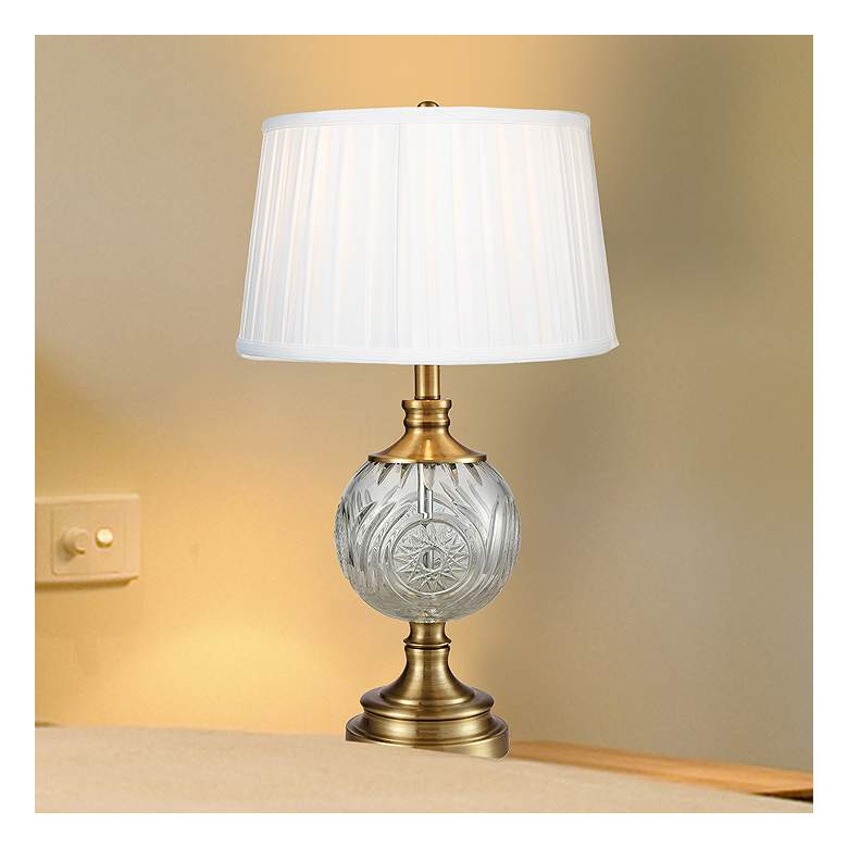 Image 1 Dale Tiffany 25.5" Tall Mitre 24% Lead Crystal Table Lamp