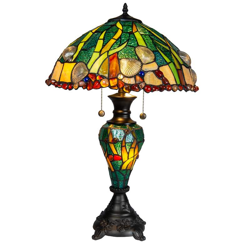Image 1 Dale Tiffany 26" Coral Seashells Tiffany Table Lamp With Night Light