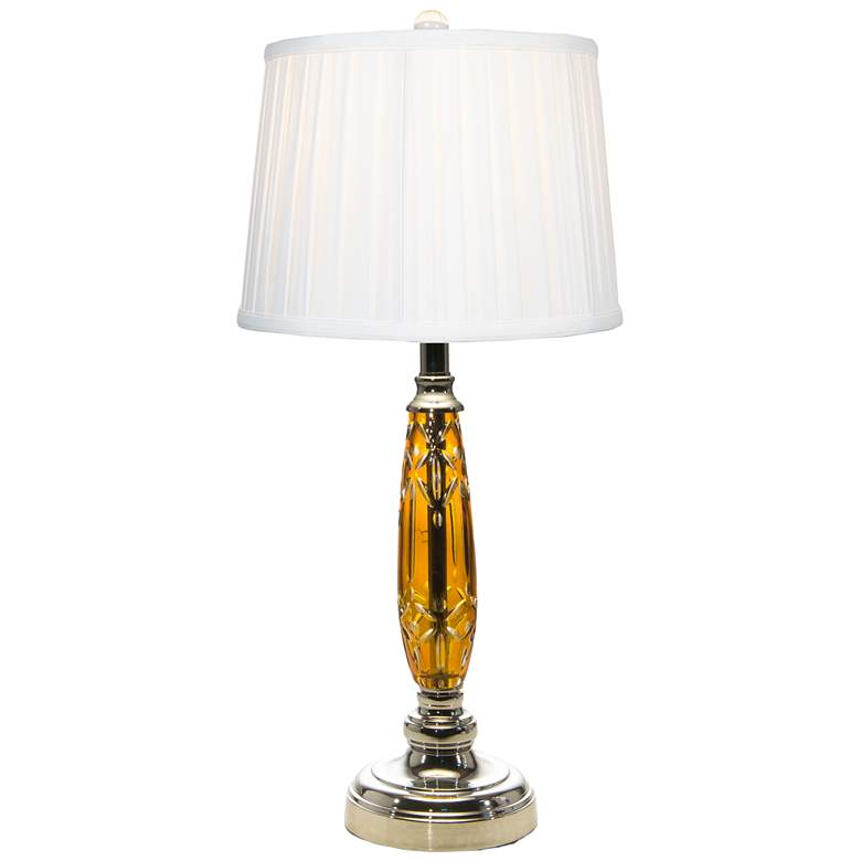 Image 1 Dale Tiffany 26" Tall Glossy Amber 24% Lead Crystal Table Lamp