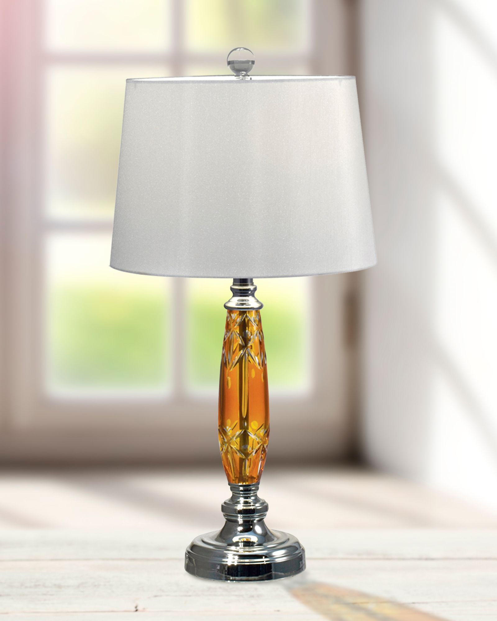 Image 3 Dale Tiffany 26" Tall Glossy Amber 24% Lead Crystal Table Lamp more views