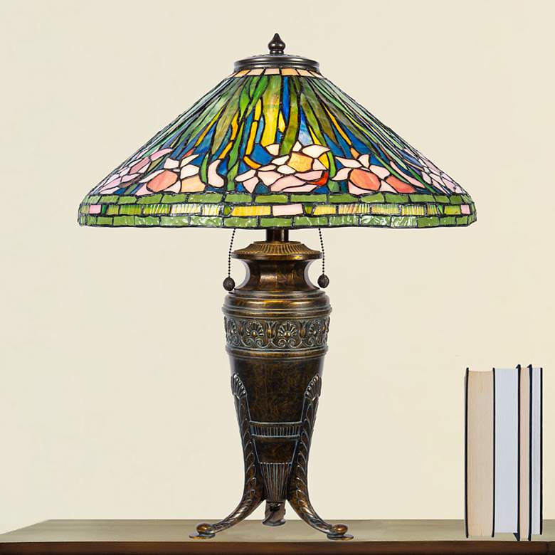 Image 1 Dale Tiffany 27.5 inch Tall Pink Glades Tiffany Table Lamp