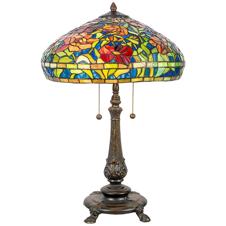 Image 2 Dale Tiffany 27 inch Tall Red Peony Tiffany Table Lamp