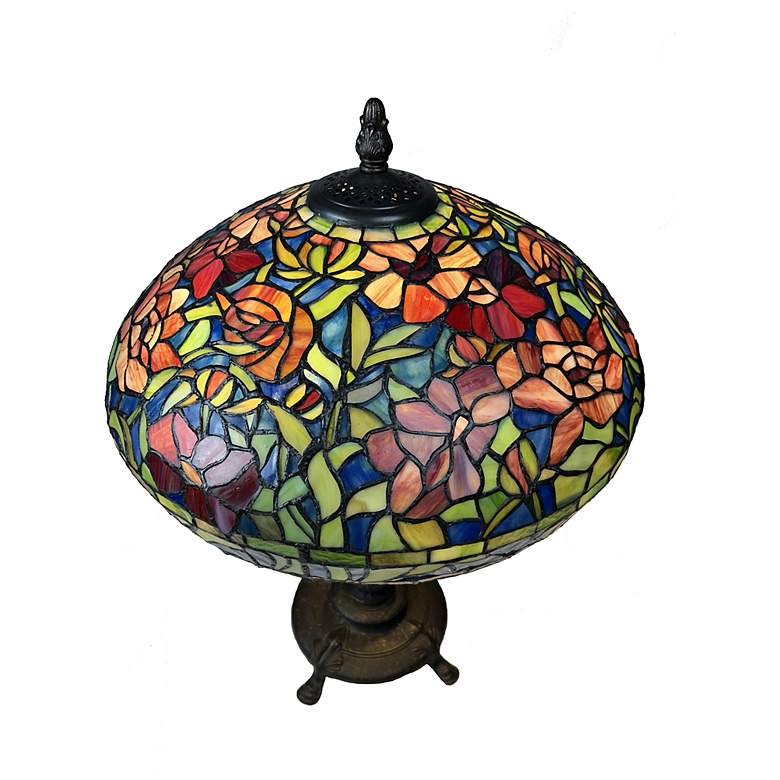 Image 4 Dale Tiffany 27" Tall Red Peony Tiffany Table Lamp more views