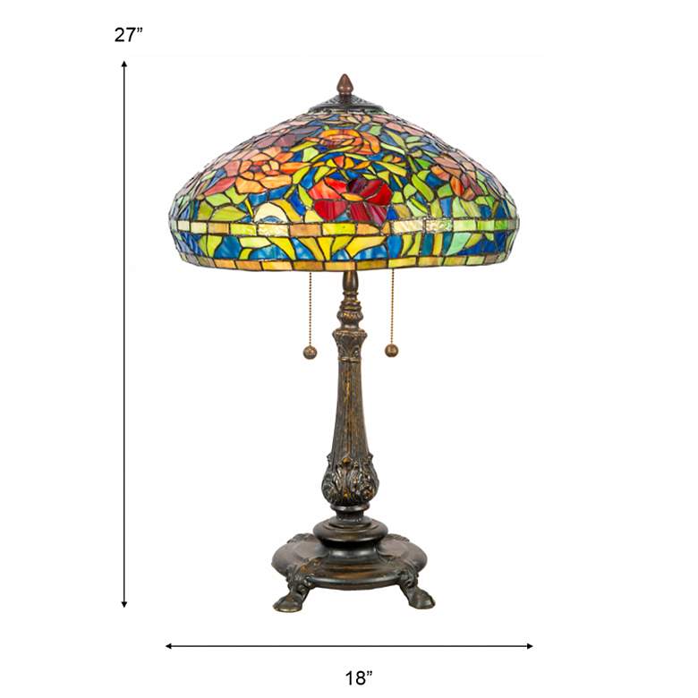 Image 7 Dale Tiffany 27 inch Tall Red Peony Tiffany Table Lamp more views