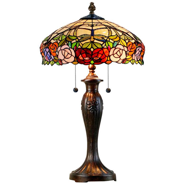 Image 1 Dale Tiffany 27" Tall Zenia Rose Tiffany Table Lamp