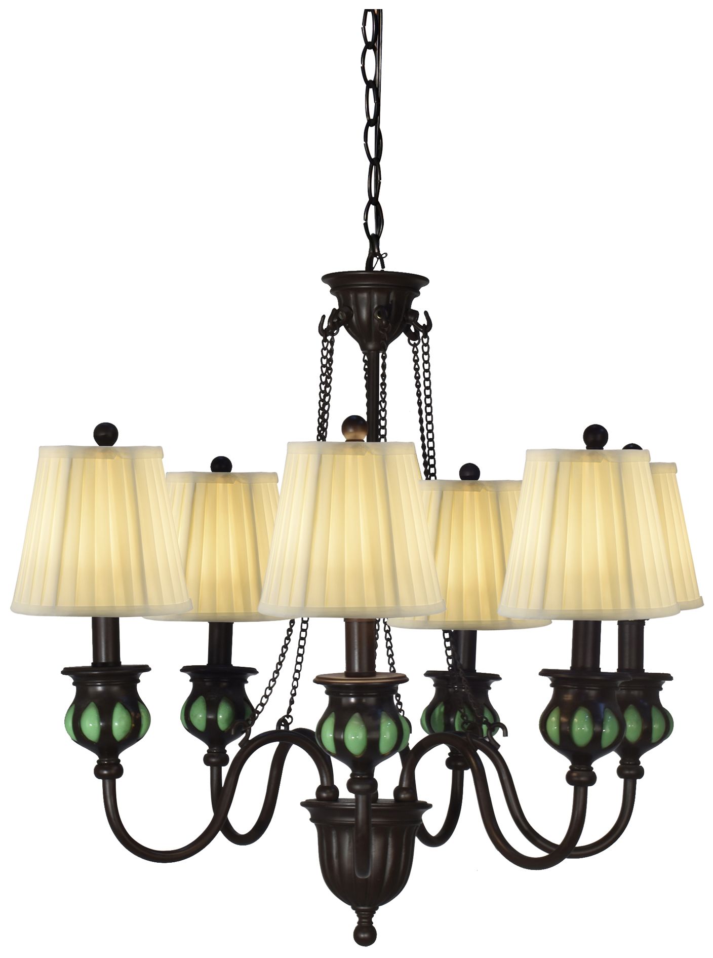 Image 2 Dale Tiffany 27" Wide 6-Light Green Hand Blown Art Glass Chandelier