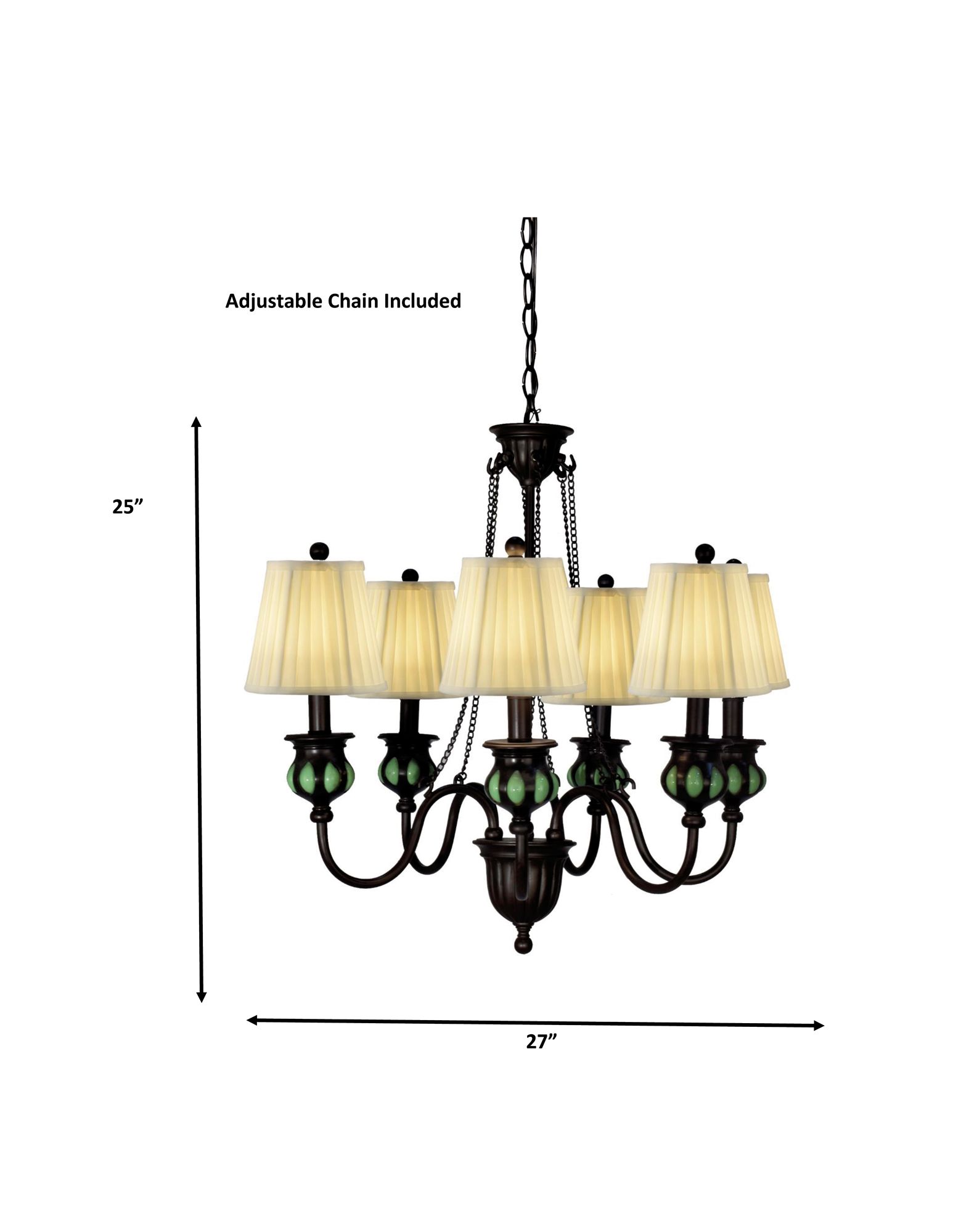 Image 3 Dale Tiffany 27" Wide 6-Light Green Hand Blown Art Glass Chandelier more views