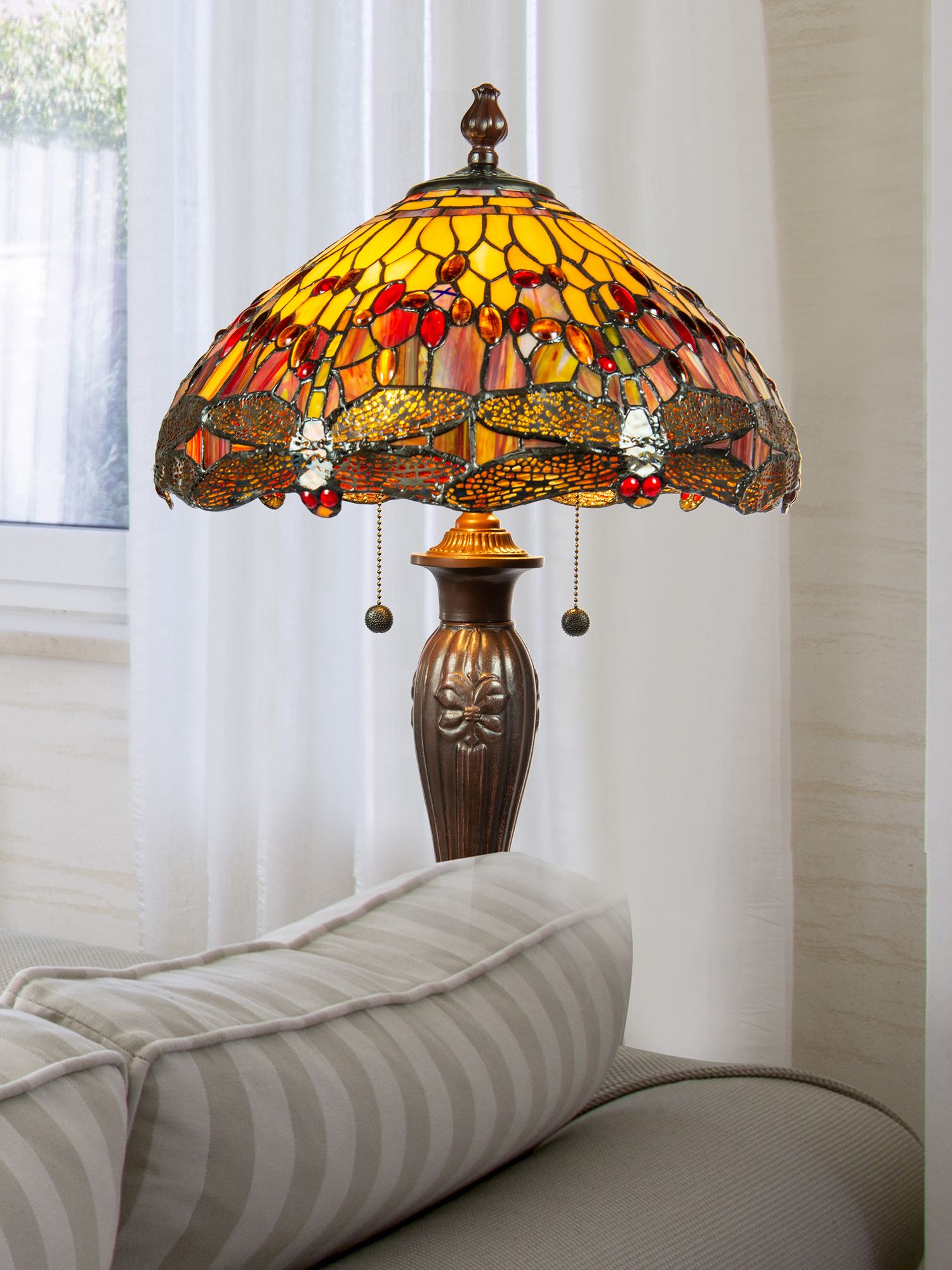 Image 3 Dale Tiffany 27" Tall Reves Dragonfly Tiffany Table Lamp more views