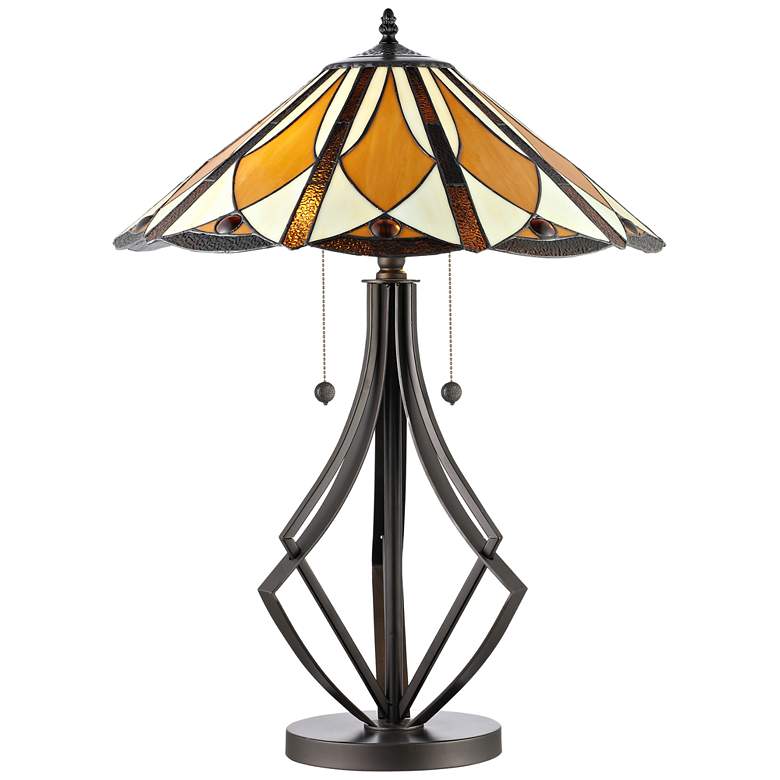 Image 1 Dale Tiffany 28" Tall Diamond Flare Tiffany Table Lamp